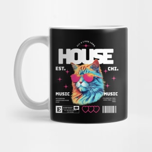 HOUSE MUSIC  - Cool Cat in Shades (white/pink) Mug